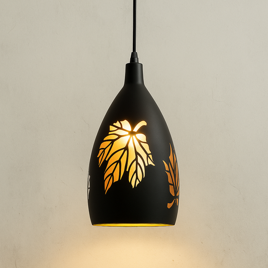 Modern Black & Gold Maple Leaf Pendant Light