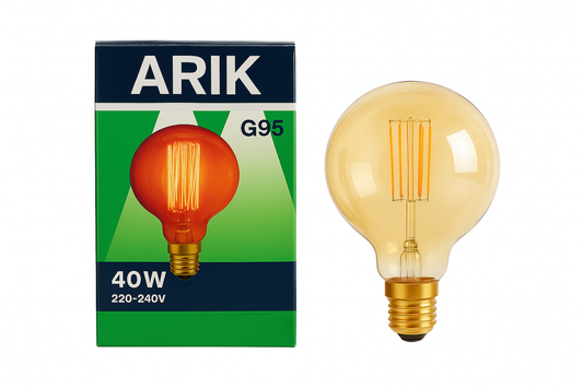 40W G95 Vintage LED Globe Bulb | Amber Glass | E27 Base