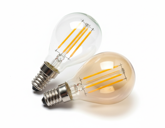 E14 Amber & Clear Glass LED Filament Bulbs (2)