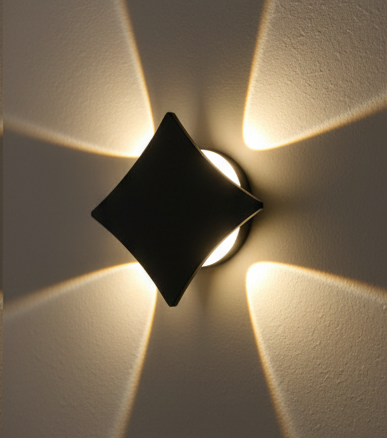 Elegant Diamond-Shaped LED Wall Sconce – 4-Way Light Projection
