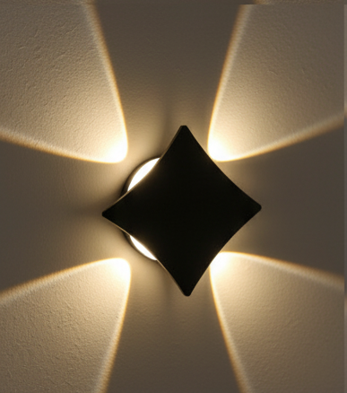 Elegant Diamond-Shaped LED Wall Sconce – 4-Way Light Projection
