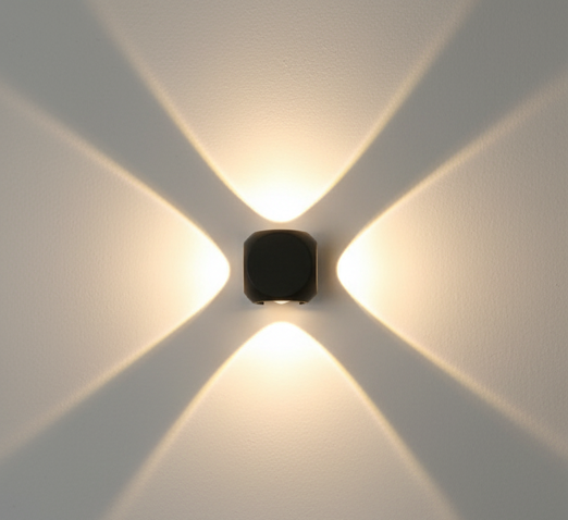 Contemporary LED Wall Sconce – 4-Way Light Projection