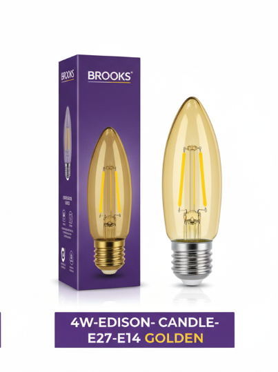 BROOKS LED Vintage Edison Filament Bulb – 220-240V Energy Saving | Gold , Silver| (2)