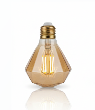 Geometric Diamond LED Filament Bulb | Amber Glass | E27 Base