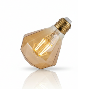 Geometric Diamond LED Filament Bulb | Amber Glass | E27 Base