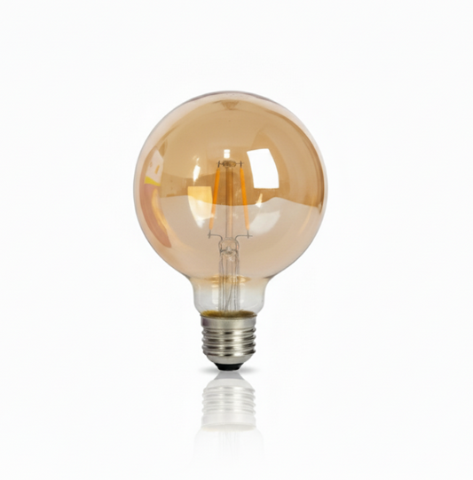 Brooks G-125 LED Filament Globe Bulb | 90% Energy Saving | E27 Base