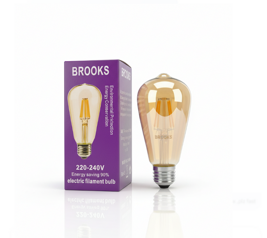 Brooks ST64 LED Filament Bulb | 90% Energy Saving | E27 Base