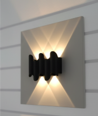 Modern Wavy Up & Down LED Wall Sconce with Square Base