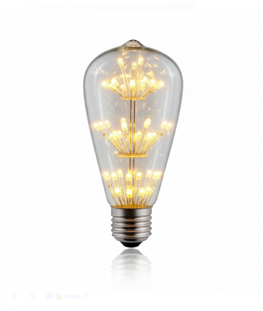 ST64 Firework LED Bulb | Clear Glass | Warm White | E27 Base