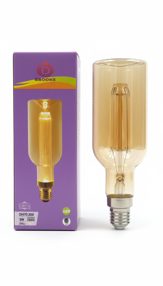 BROOKS LED Vintage Tube Filament Bulb – 220-240V Energy Saving Light