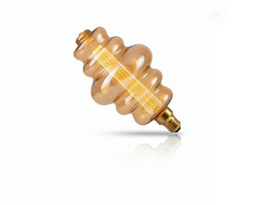 Art Deco Amber Glass LED Filament Bulb - Decorative Architectural Design